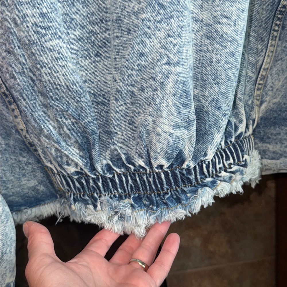 Stonewash denim jacket rainbow fringe BiBi Freckled Poppy XL pride cowgirl NWT - Picture 8 of 14